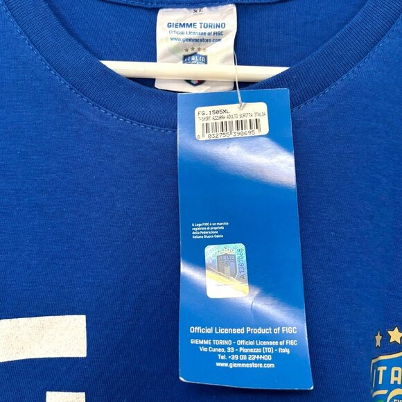 NWT Italia Italy Soccer Tee Size XL Bright Blue Flag Short Sleeves Crewneck - Picture 4 of 5